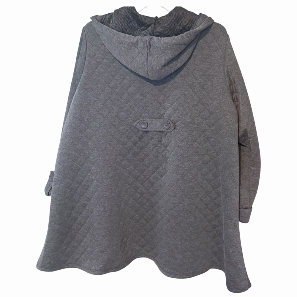 Christian Siriano New York Quilted Hooded Jacket Womens 1X Gray Button Front - Picture 6 of 8